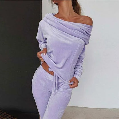 🌟 Cozy Chic Off-Shoulder Lounge Set – S-5XL, 7 Colors! 🌟