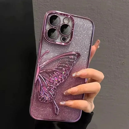 Elegant Glitter Butterfly Phone Case For Samsung, iPhone, Xiaomi, Honor, Oppo, Google