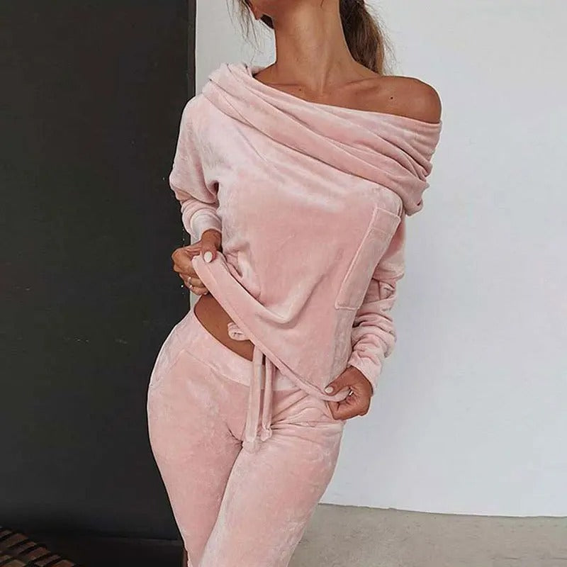 🌟 Cozy Chic Off-Shoulder Lounge Set – S-5XL, 7 Colors! 🌟