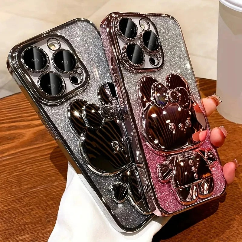 Glitter Luxe Case with Stand & Mirror For Xiaomi, iPhone, Samsung, Honor, Google, Oppo