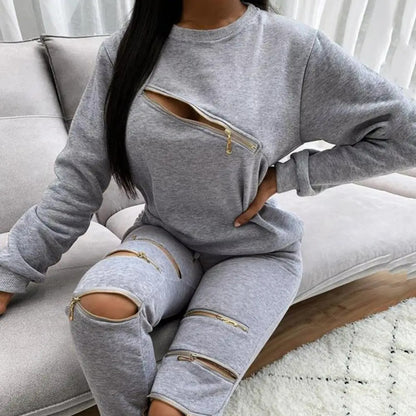 🔥 Zip It Up – Trendy Two-Piece Sweat Set 🔥