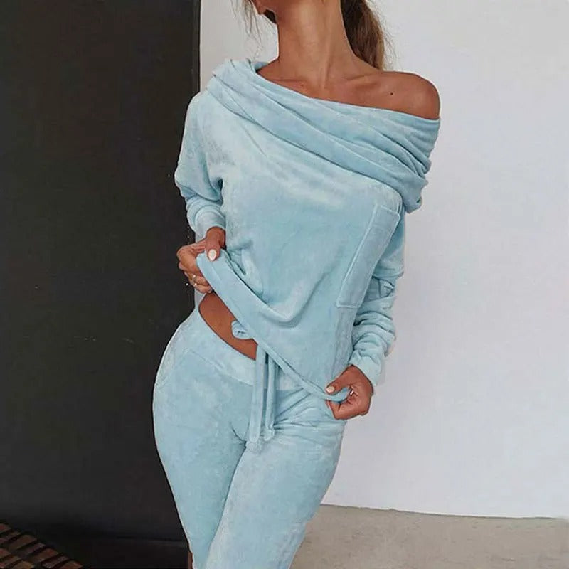 🌟 Cozy Chic Off-Shoulder Lounge Set – S-5XL, 7 Colors! 🌟