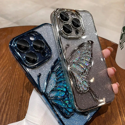 Elegant Glitter Butterfly Phone Case For Samsung, iPhone, Xiaomi, Honor, Oppo, Google