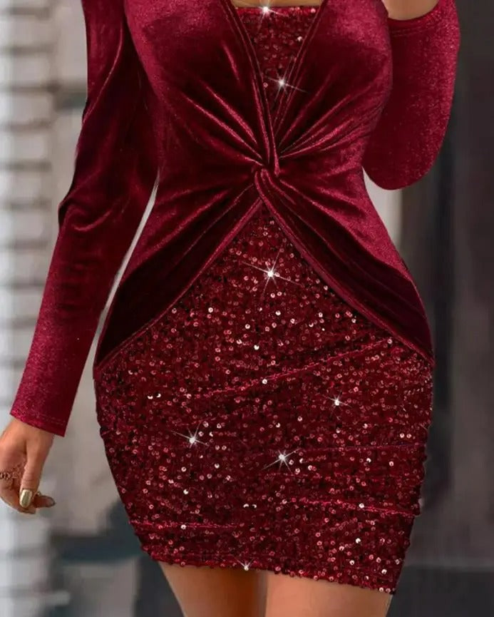 ✨ Elegant Sequin Velvet Dress ✨