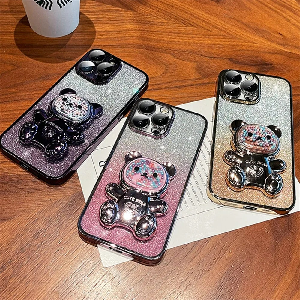 Luxury Gradient Bear Case For Xiaomi, iPhone, Samsung, Honor, Google, Oppo