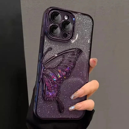 Elegant Glitter Butterfly Phone Case For Samsung, iPhone, Xiaomi, Honor, Oppo, Google