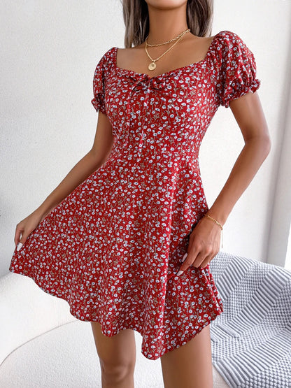 🌸 Floral Elegance Puff Sleeve Dress 🌸