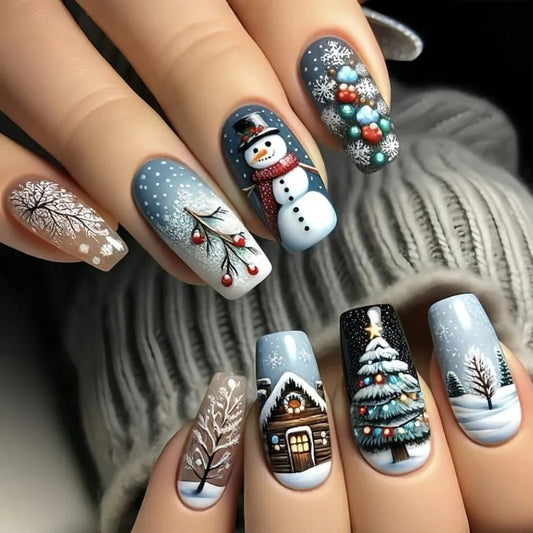 ❄️ Winter Wonderland Press-On Nails – Cozy Up in Style! ☕✨