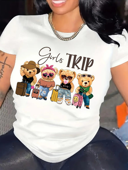 🧸 Girls Trip Teddy Bear Tee – Fun & Fashionable! ✈️✨