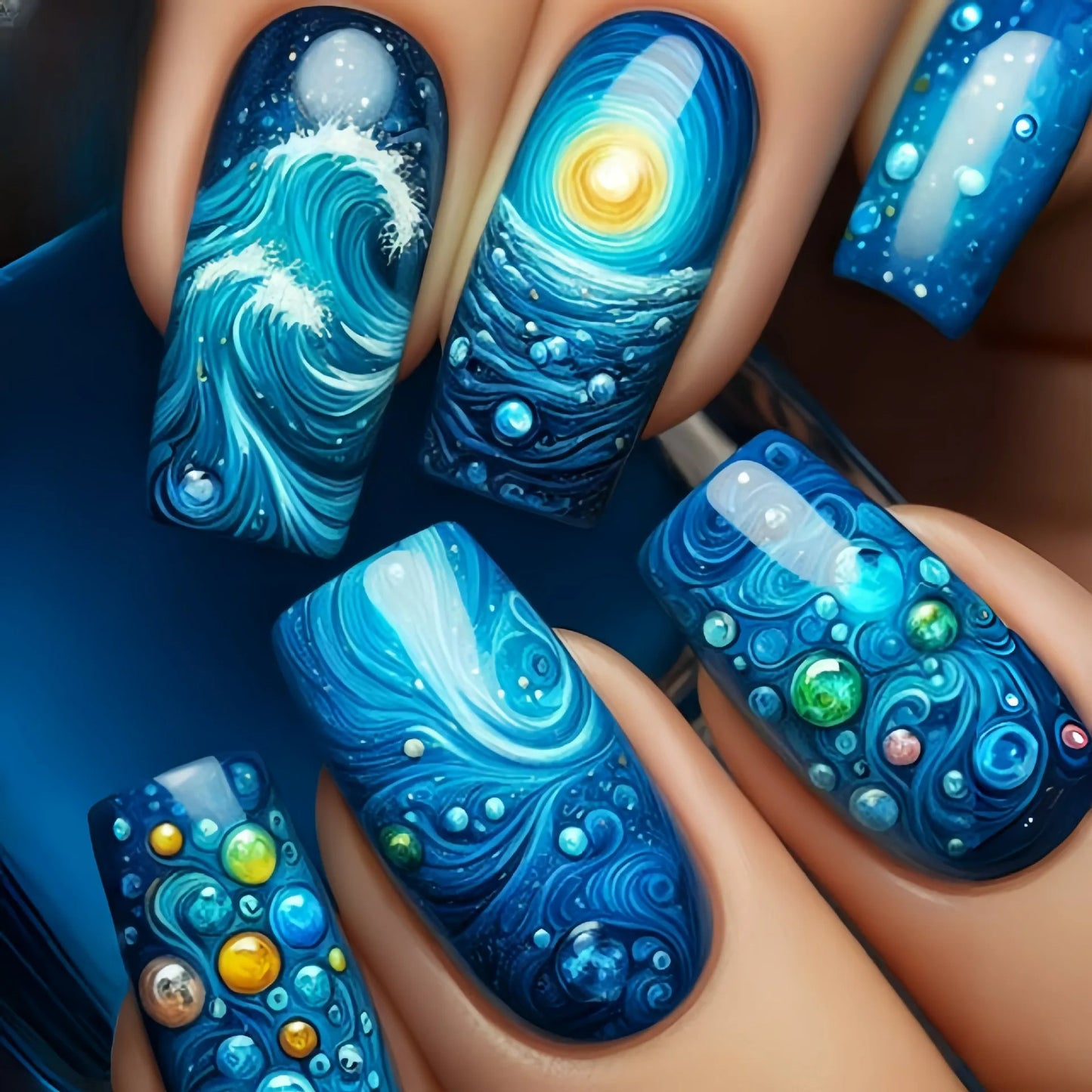 🌊 Ocean Dream Press-On Nails – Dive into Elegance! 💙✨