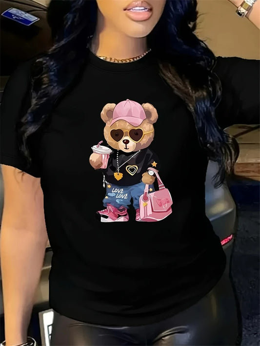 🖤 Luxe Teddy Bear Tee – Fierce & Fabulous! 🧸✨