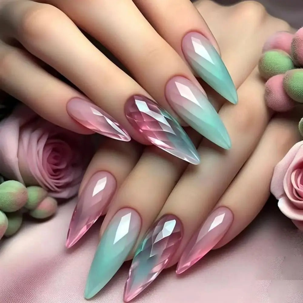 💎 Crystal Prism Press-On Nails – Elegance in Every Angle! 💖