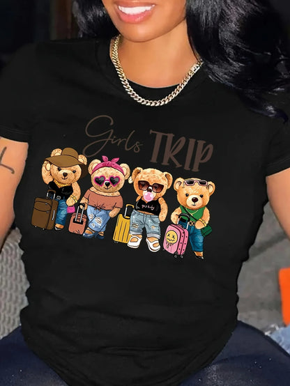 🧸 Girls Trip Teddy Bear Tee – Fun & Fashionable! ✈️✨