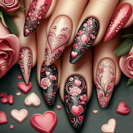 Eternal Rose Elegance – Luxurious Press-On Nails 🌹✨