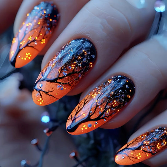 🍂 Enchanted Autumn Night Press-On Nails – Fall in Love with Your Nails! 🍁✨