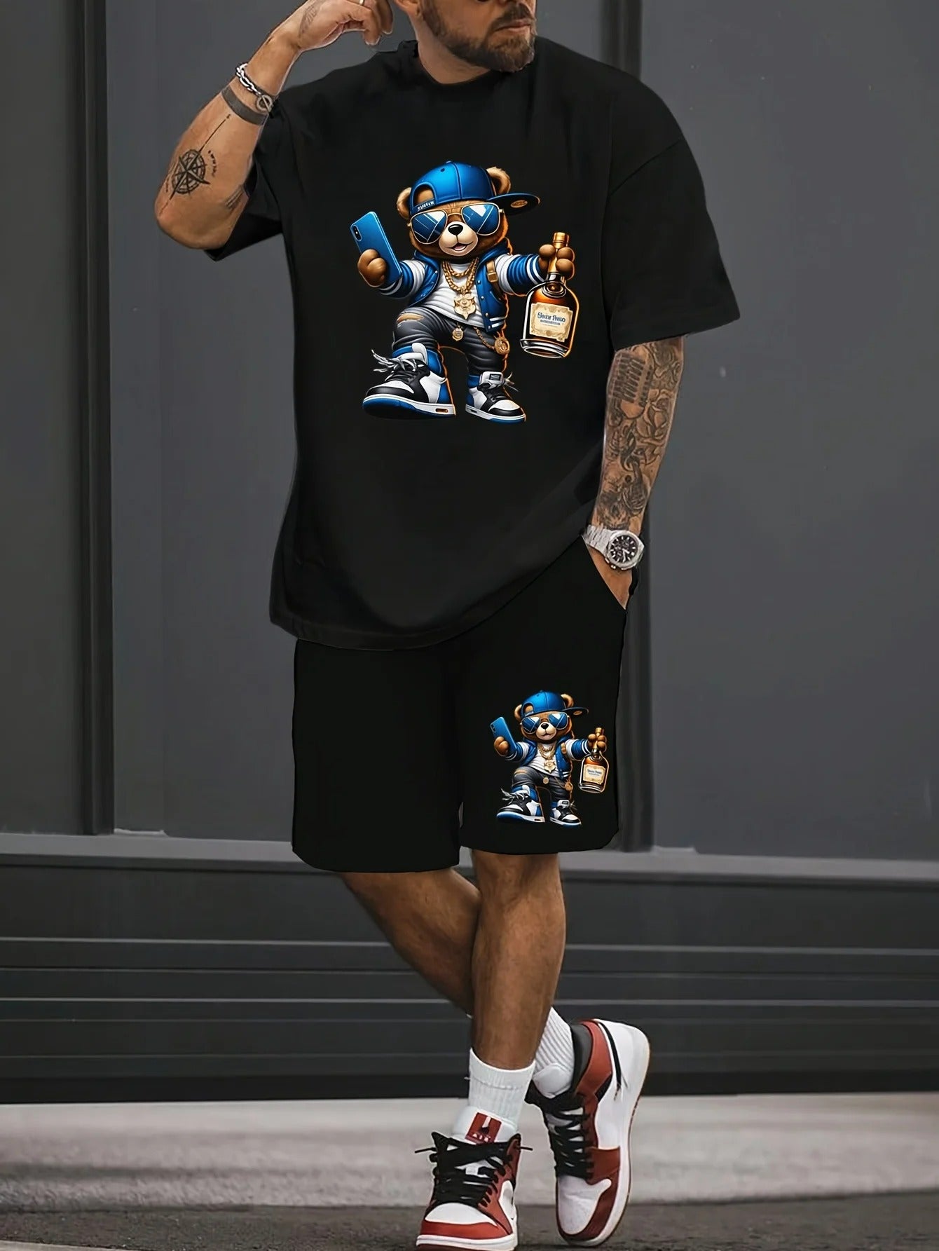 🔥 Hype King Bear Men’s Set – Ultimate Streetwear Drip! 🧢🐻