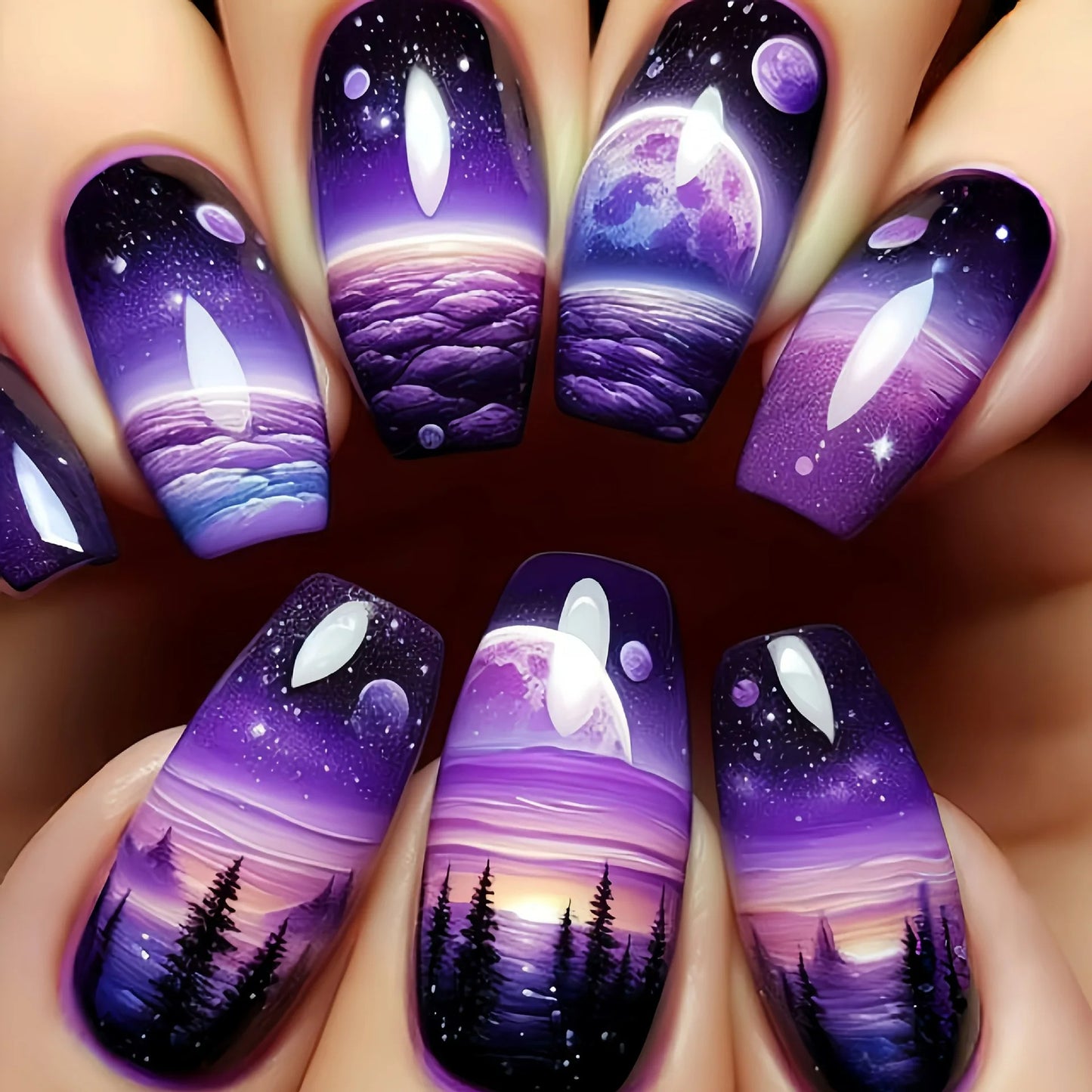 🌌 Galactic Dream Press-On Nails – A Universe at Your Fingertips! 💜✨